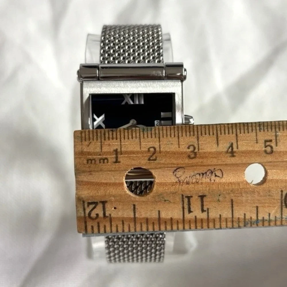Leonard Swiss Screen Series Women Luxury Watch Rectangular Navy Blue Mesh Steel